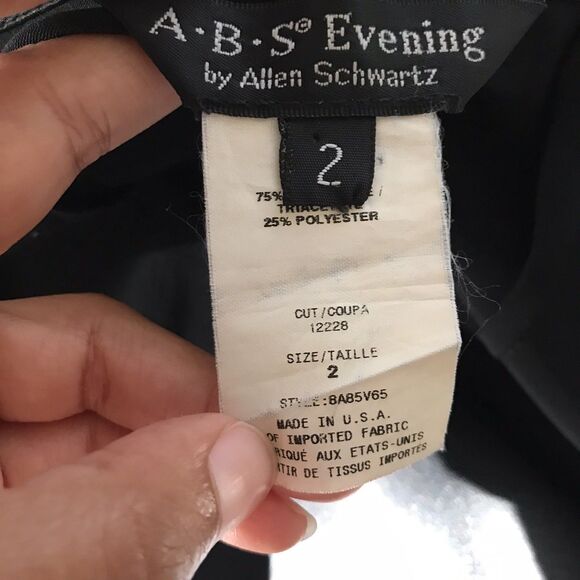 Vintage 1990s ABS Allen Schwartz Black Satin Minimalist Chic Midi Skirt - XS S - Picture 7 of 7